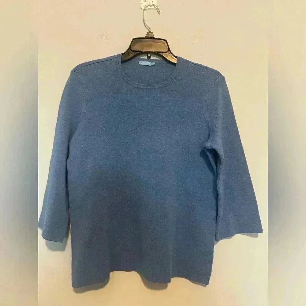 J. McLaughlin Women's Raglan Blue Top Size Small 3/4 Sleeve Soft